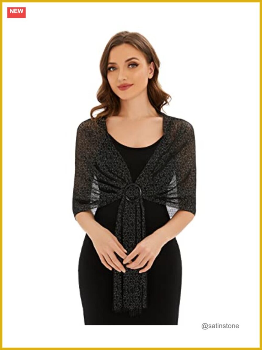 Metallic Shawl Wrap with Buckle Evening Wedding Bridesmaid